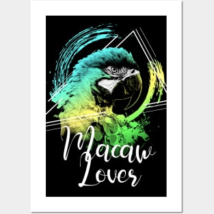 Colorful Rainbow Retro Parrot Macaw Lover Posters and Art